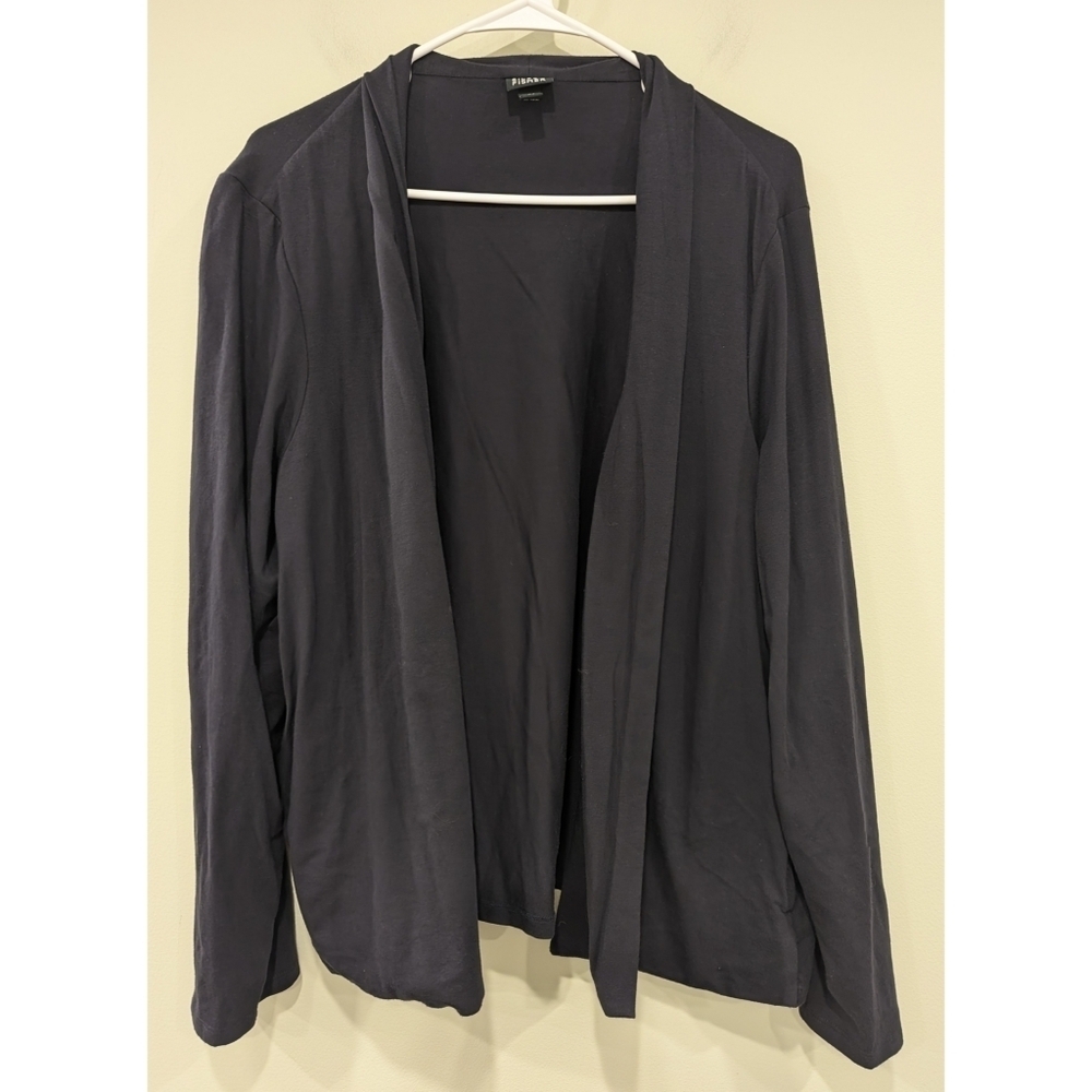 Eileen Fisher Navy Blue Cotton Lycra Open Cardigan Size XL